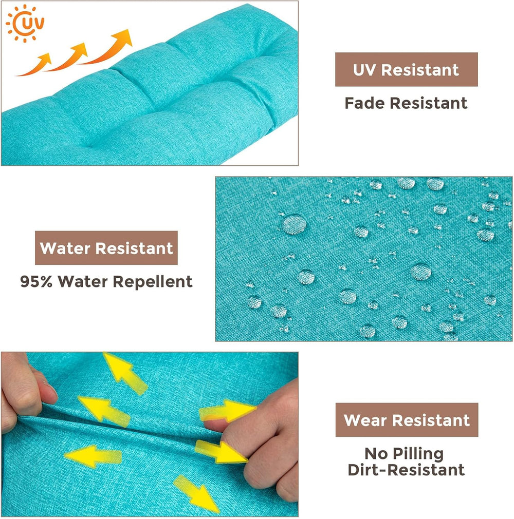 FUNHOME Outdoor Bench Cushion 45x18Inch, Long Seat Pads-Aqua Blue