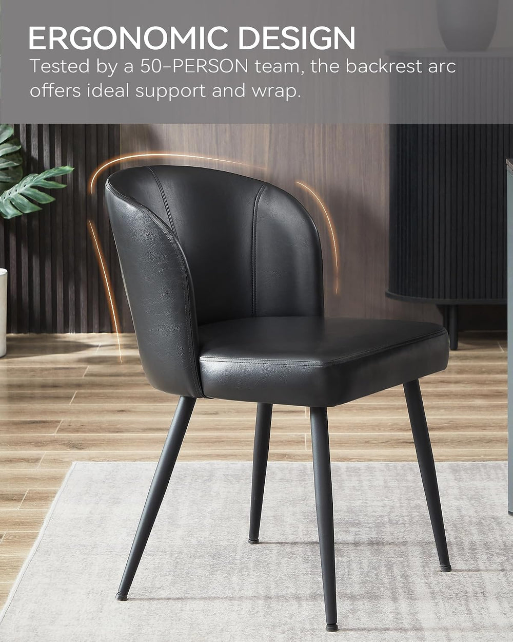 BedsPick Dining Chairs Set of 6 - PU Leather Kitchen Chairs with Metal Legs, ...