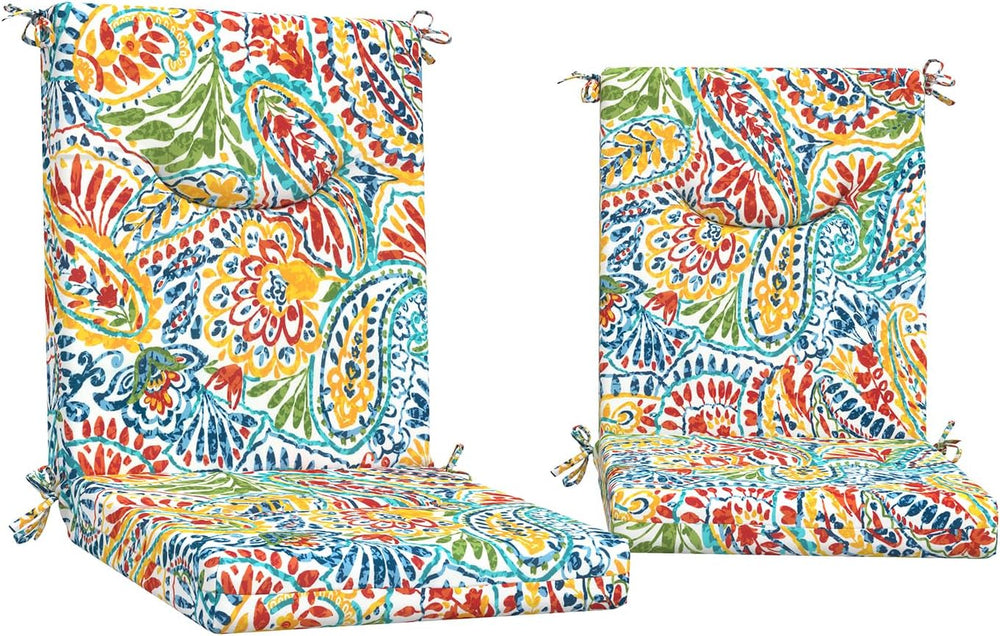DYTXIII Outdoor High Back Chair Cushions Set of 2, 44x20 in Water Repellent P...