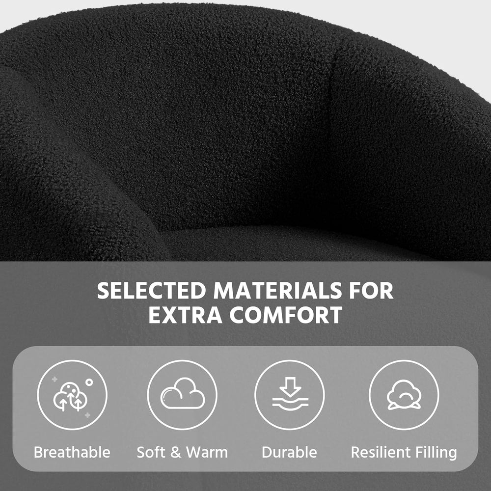 Topeakmart 25.5in Wide Small Sherpa Barrel Accent Chair for Bedroom, Black