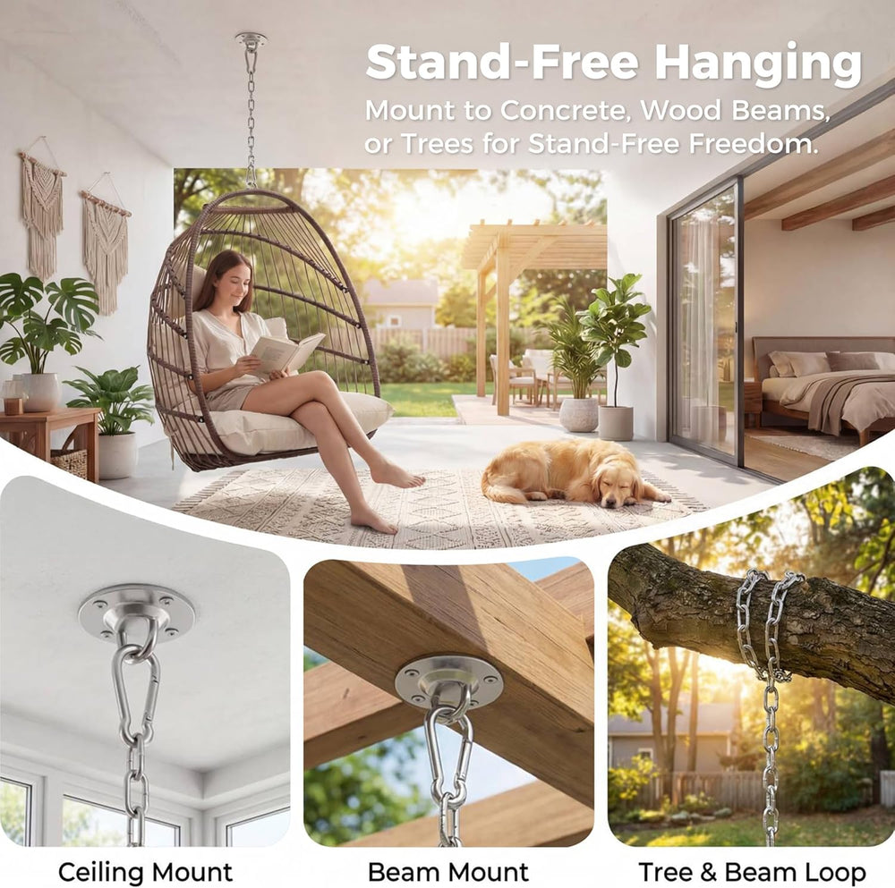 NICESOUL Egg Chair Without Stand Outdoor Indoor, Patio Wicker Swing Hanging E...