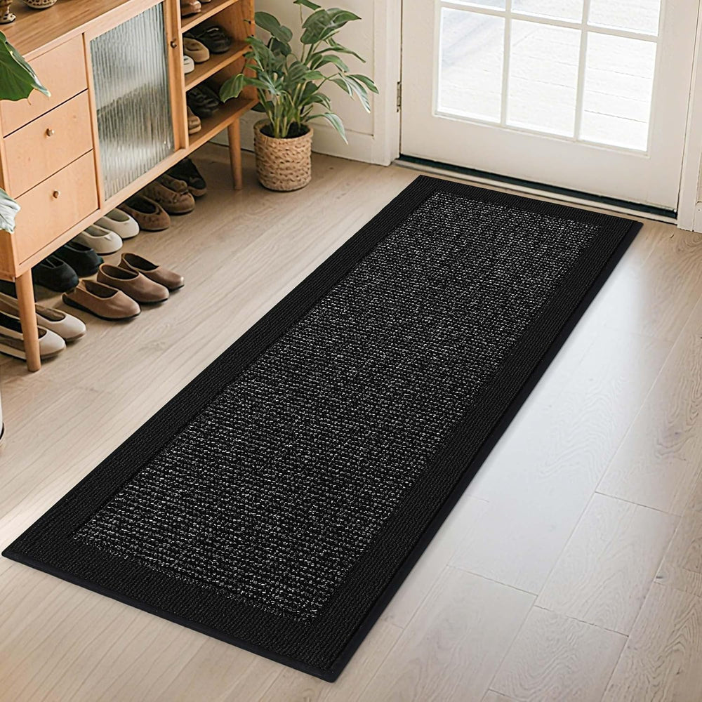 BEQHAUSE Indoor Door Mat 24" x 60", Dirt Trapper Door Mats, Black