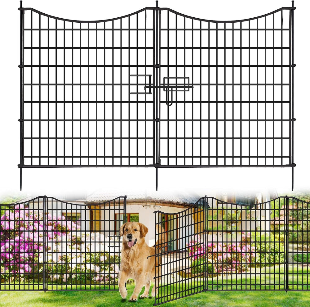 18 Panels No Dig Decorative Fence with Gate, 33 in(H) X 40.5 ft(L) Tall Garde...