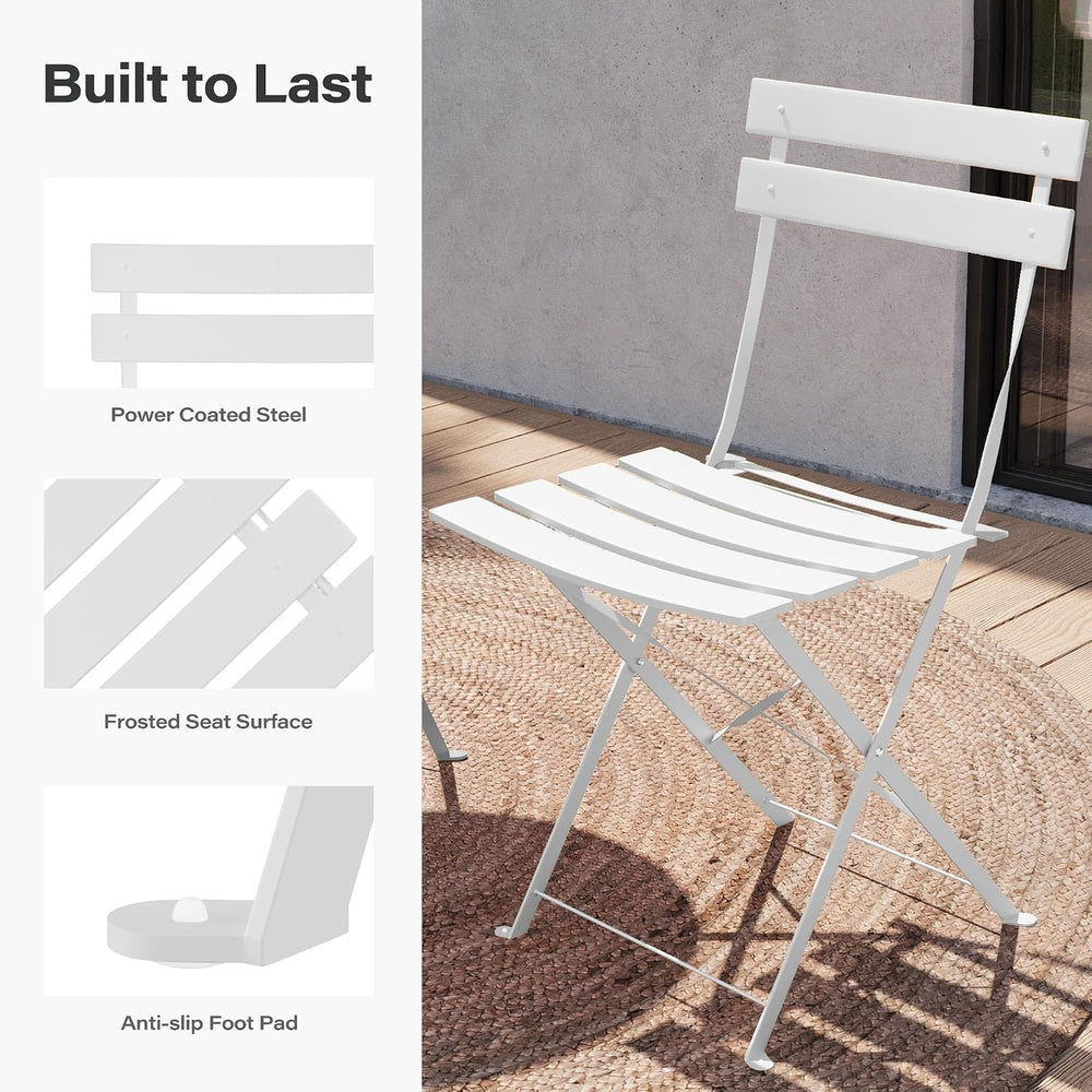LAUSAINT HOME 3-Piece Steel Folding Bistro Set, Premium Weather-Resistant Pat...