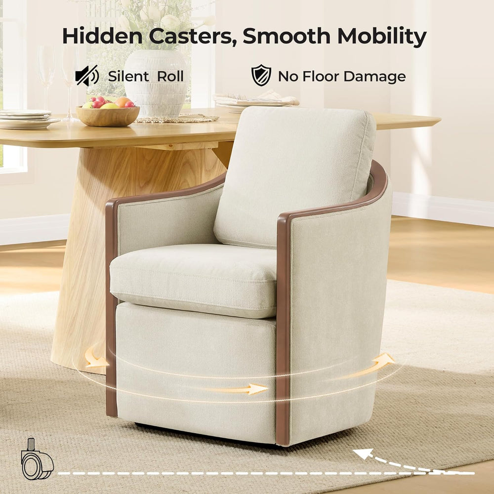 CHITA Upholstered Dining Chairs Set of 4 with Hidden Casters, Cream