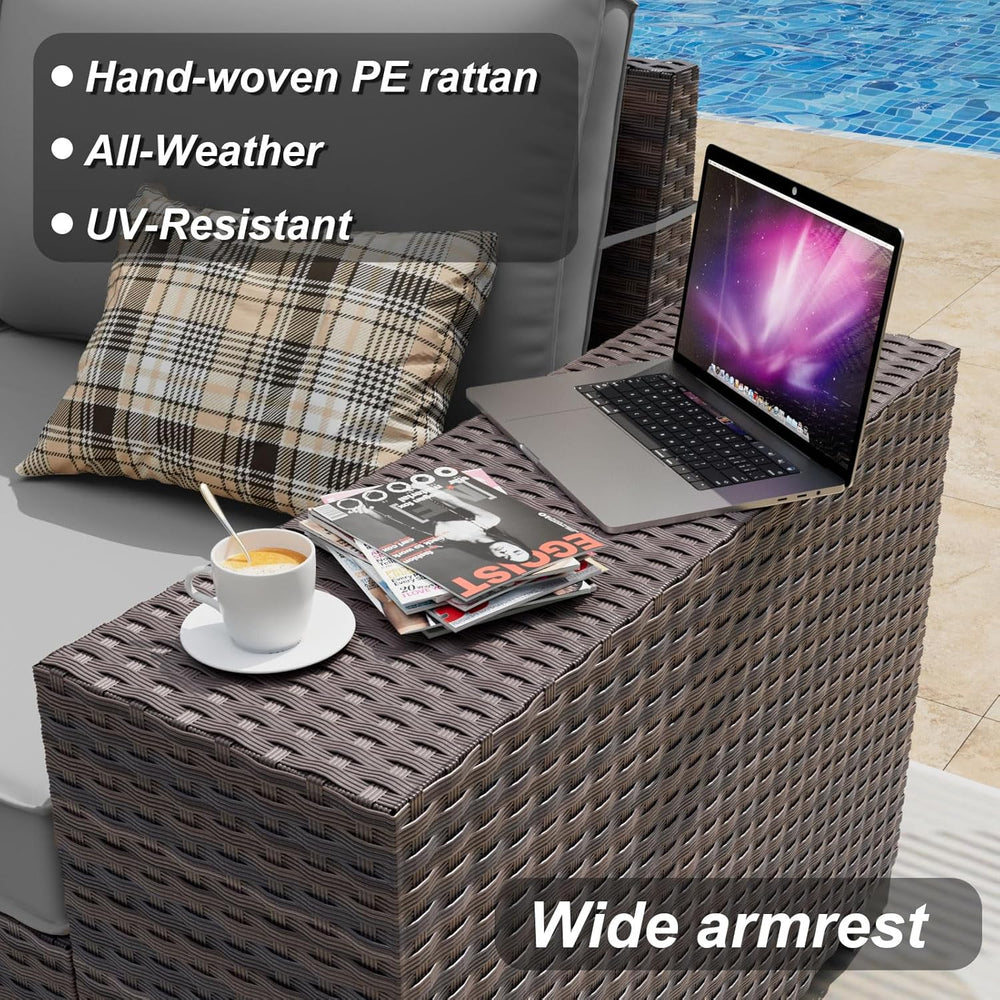ALAULM 10 Pieces Outdoor Patio Furniture Set with 2 Swivel Chairs Outdoor Fur...