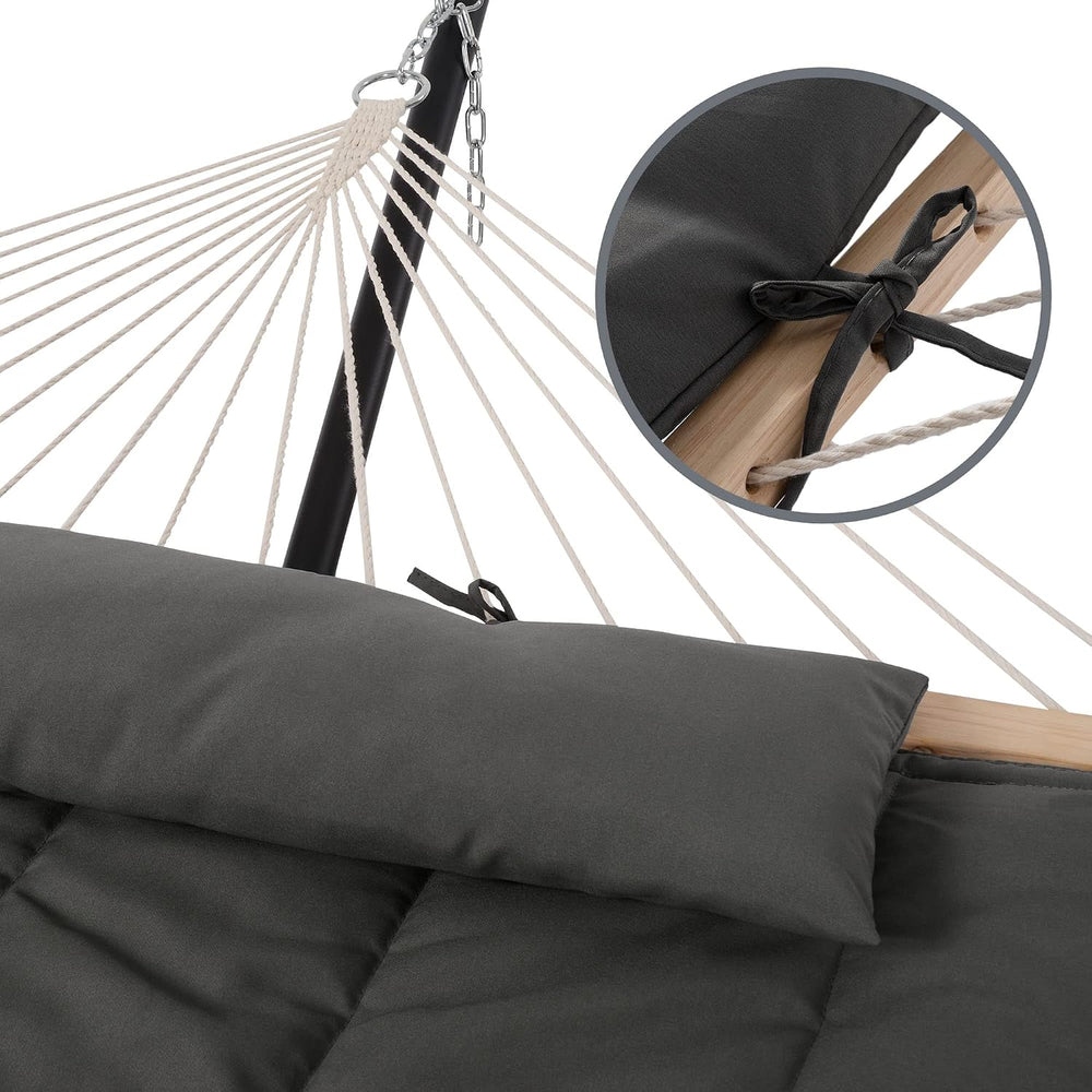 SUNCREAT Double Outdoor Hammock with Stand, Carrying Bag, Dark Gray