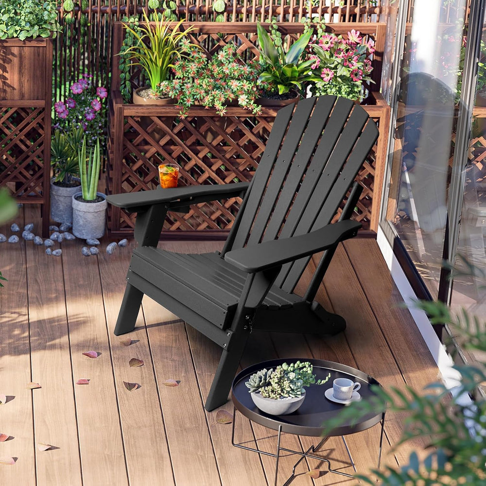 Oversized Folding Adirondack Chair Set of 2 with Adjustable Backrest 400LBS