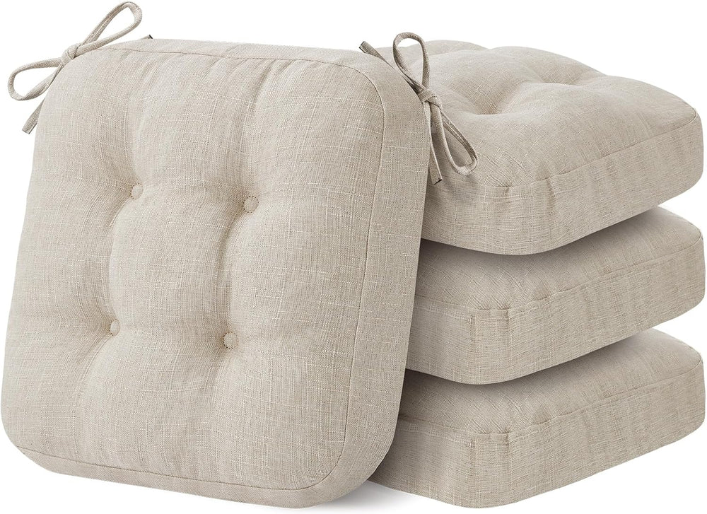 IASEAHK Memory Foam Dining Chair Cushions, Beige, 16.5"x16.5"x3.5&q...