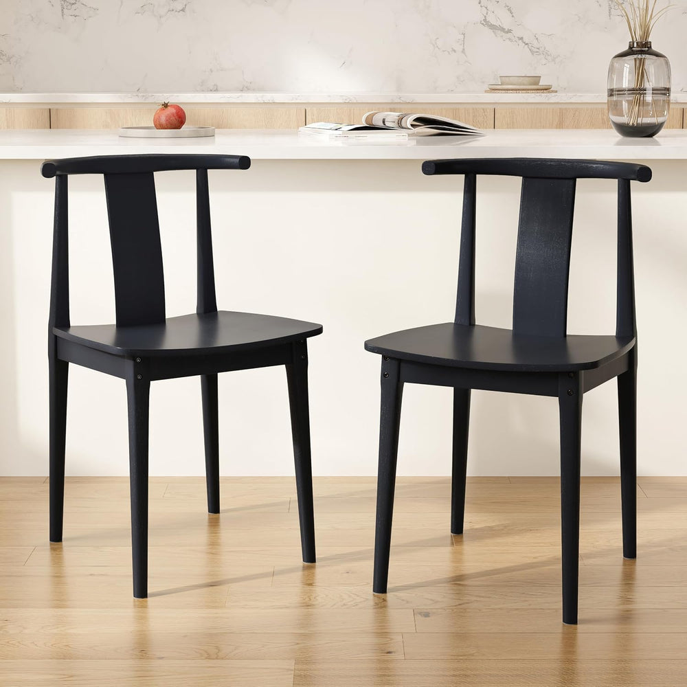 Wood Dining Room Chairs Set of 2, Mid Century Modern Kitchen Chairs Wishbone ...
