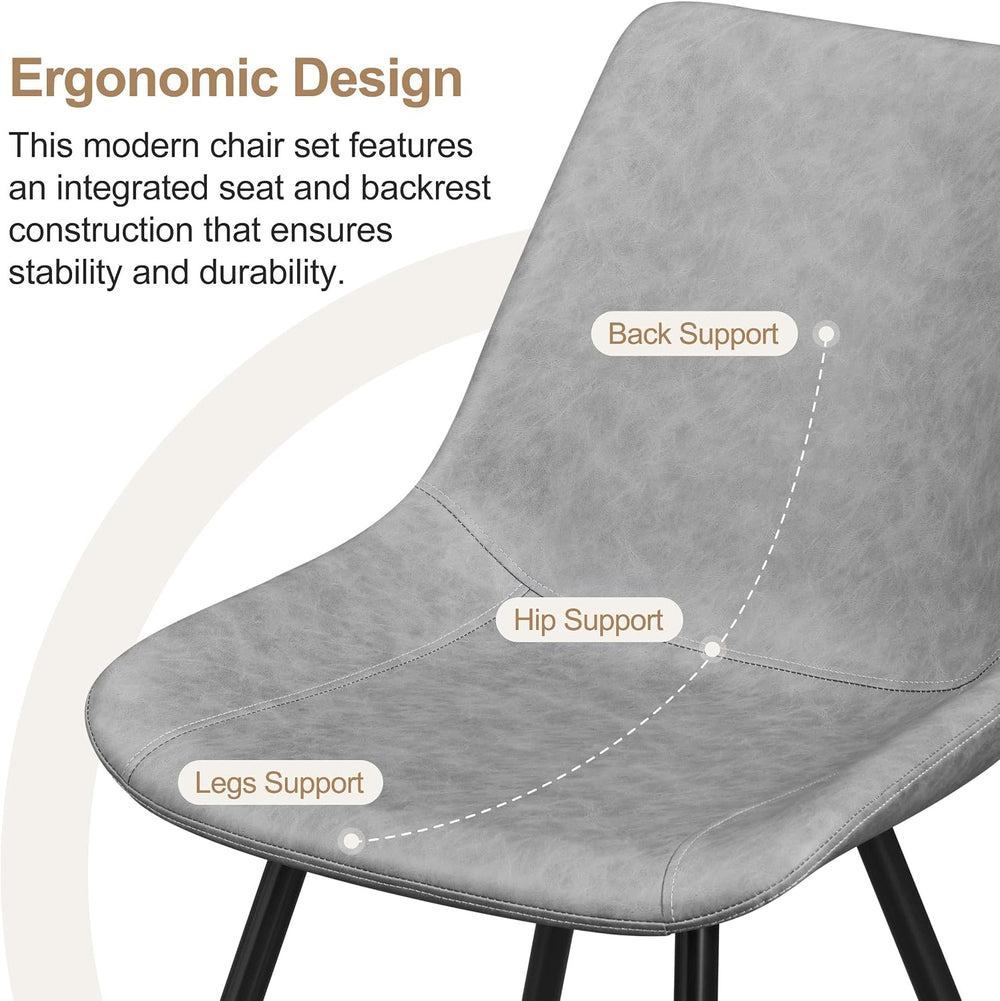 Yaheetech Dining Chairs Set of 2 Mid Century Modern Kitchen Chairs Gray