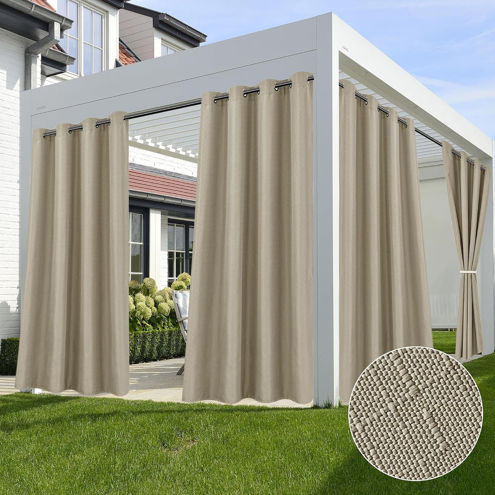 Linen Outdoor Curtains for Patio Waterproof 4 Pcs 54x108 In Taupe