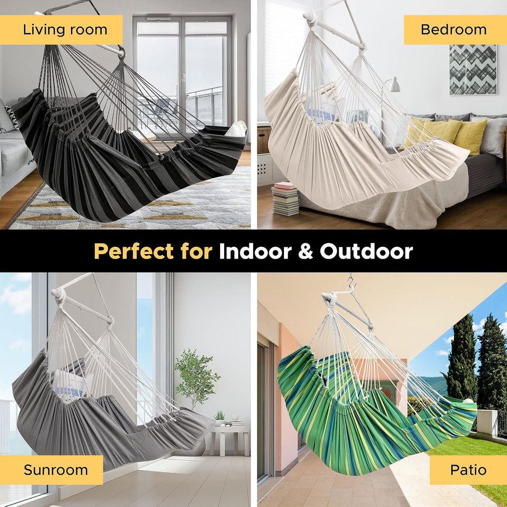 ADVOKAIR Hanging Hammock Chair Large Swing Chair with Foot Rest and Hardware,...