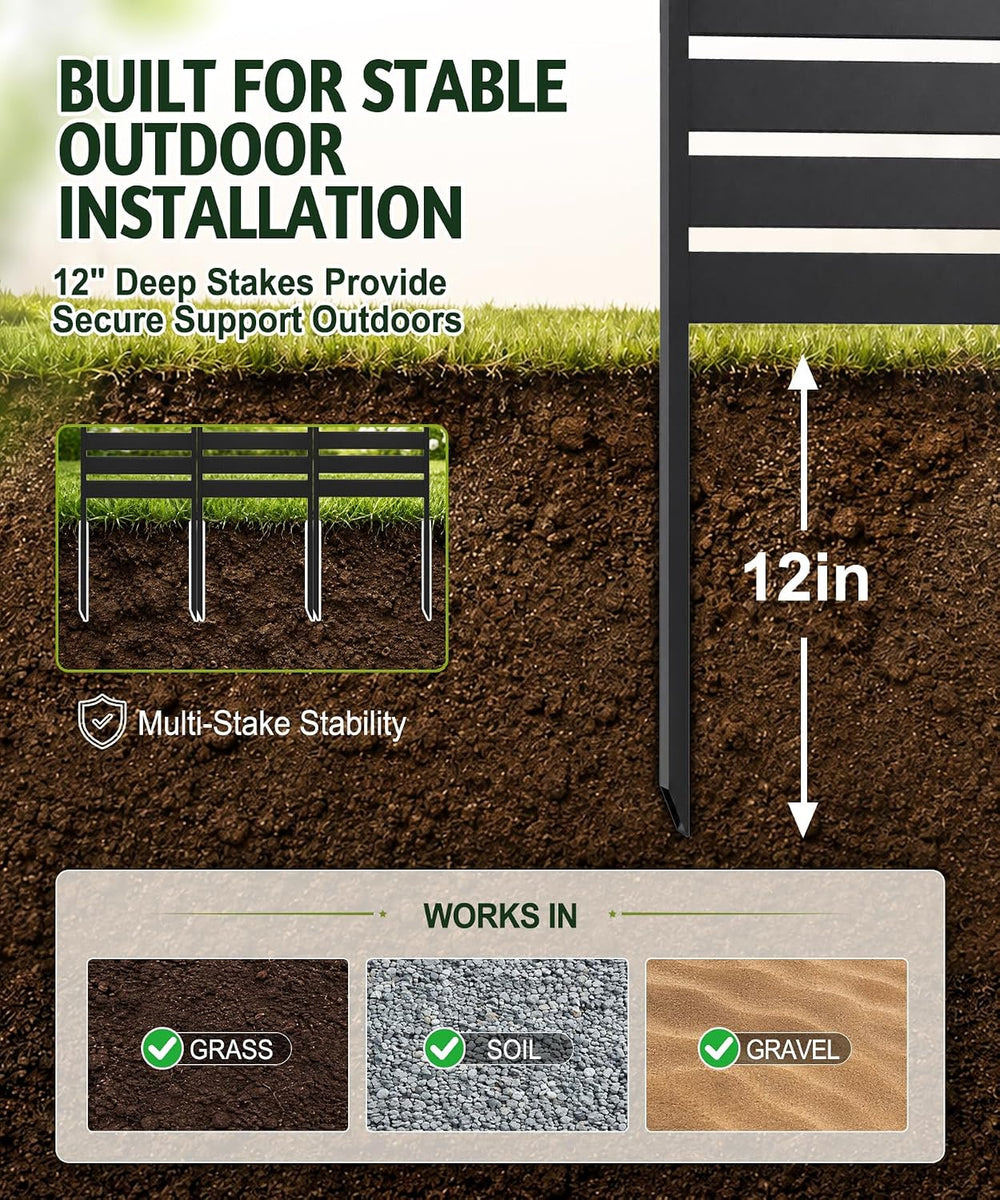 Metal Privacy Screen Fence Outdoor - 60" H x 36" W Decorative Priva...