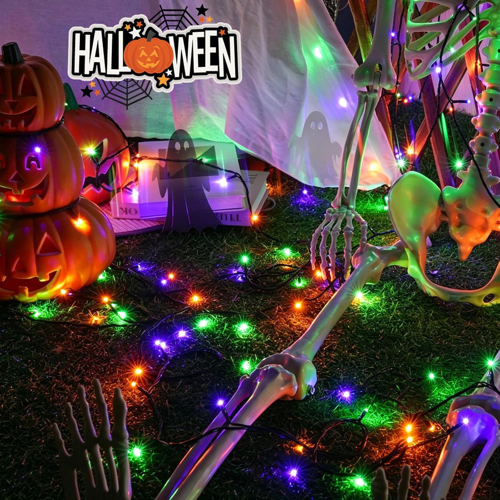 Solar Halloween Lights String 6 Pack 234 FT 600 LED Orange Purple and Green