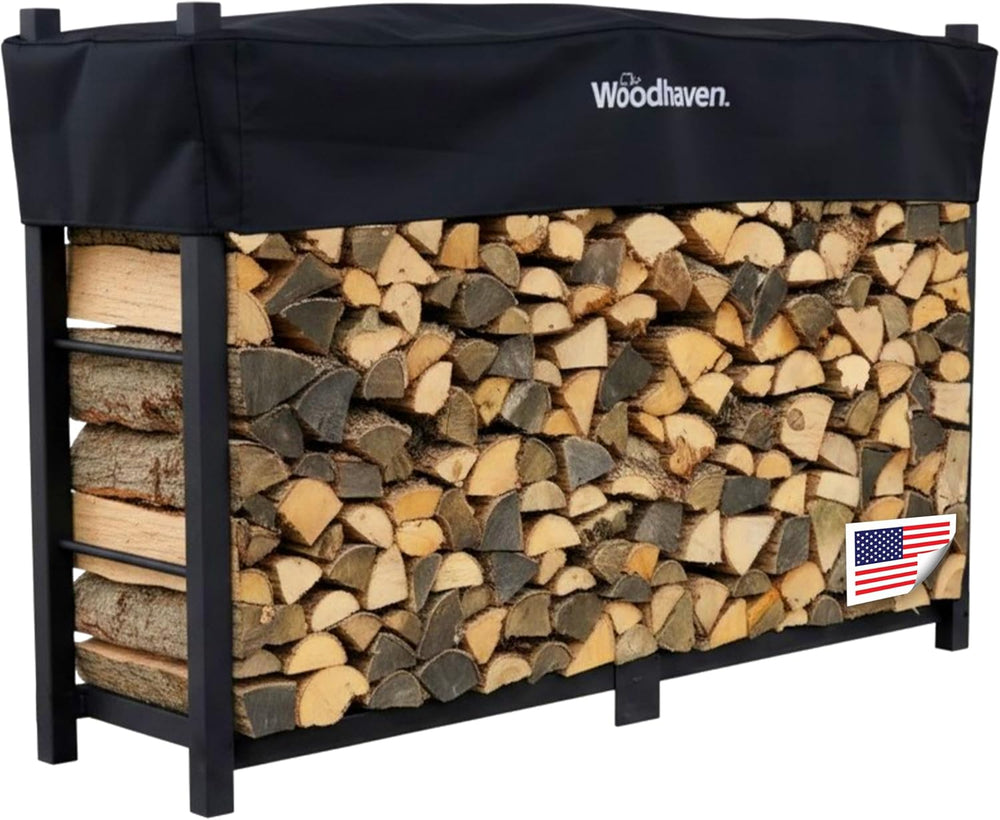 Woodhaven 6-Foot Raised Firewood Rack with Cover, 1/3 Cord | Made in USA
