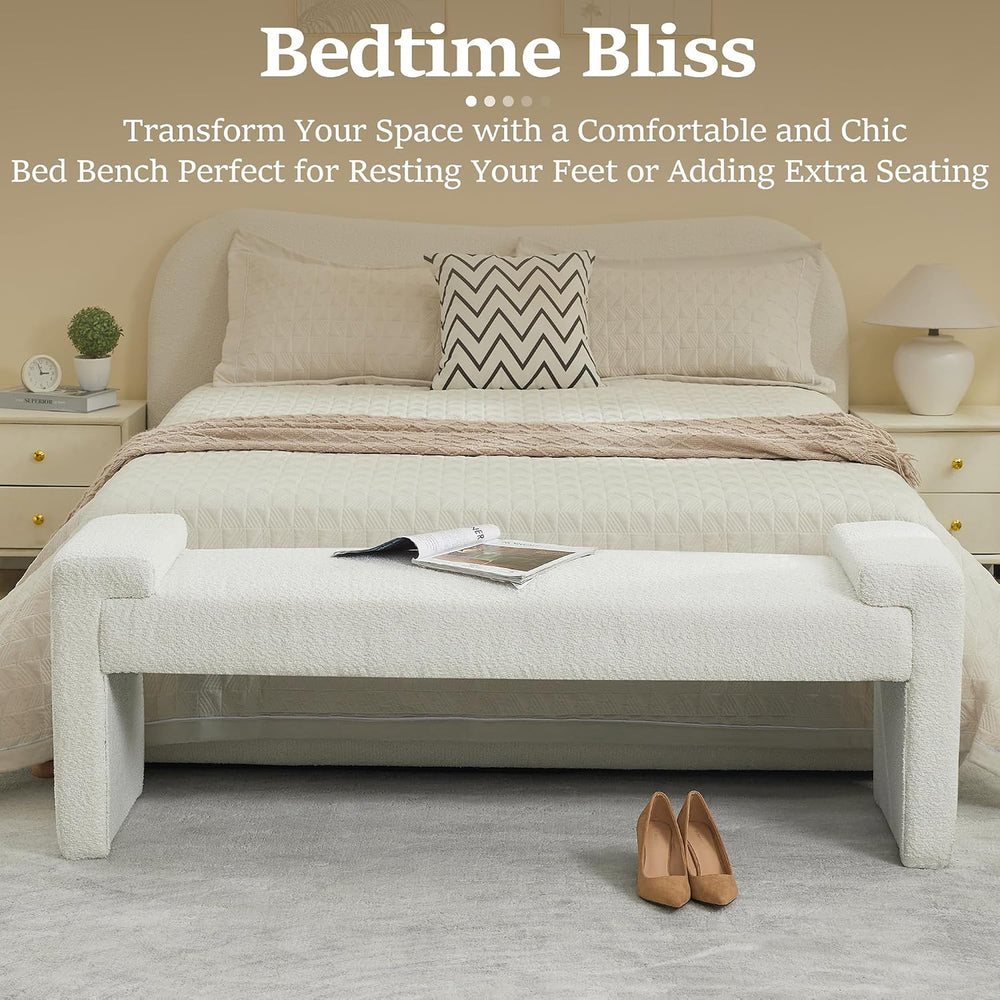 WUTUTUEE 58.7" End of Bed Bench Upholstered Modern Bedroom Bench for Liv...