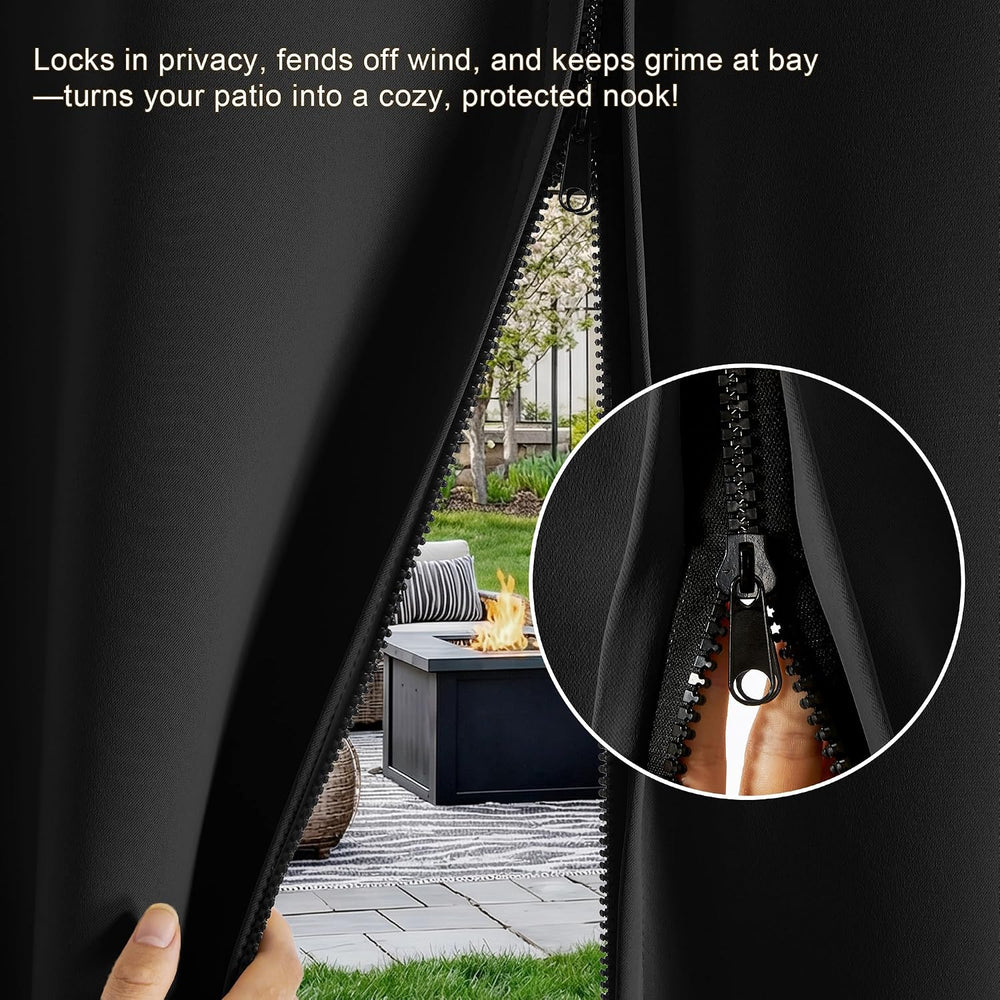 RYB HOME Fade-Resistant Outdoor Curtains for Patio Waterproof with Zipper