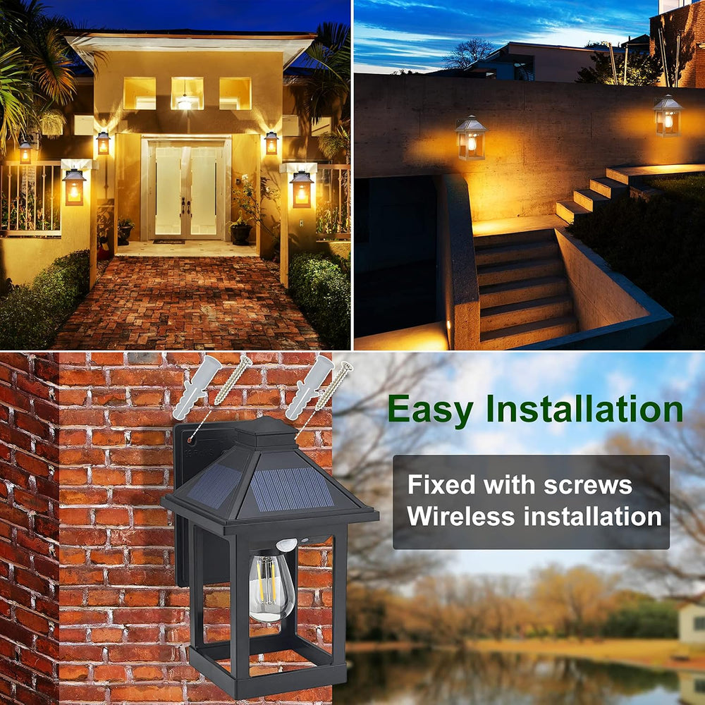 CYHKEE Solar Wall Lanterns Outdoor with 3 Modes, Dusk to Dawn Motion Sensor