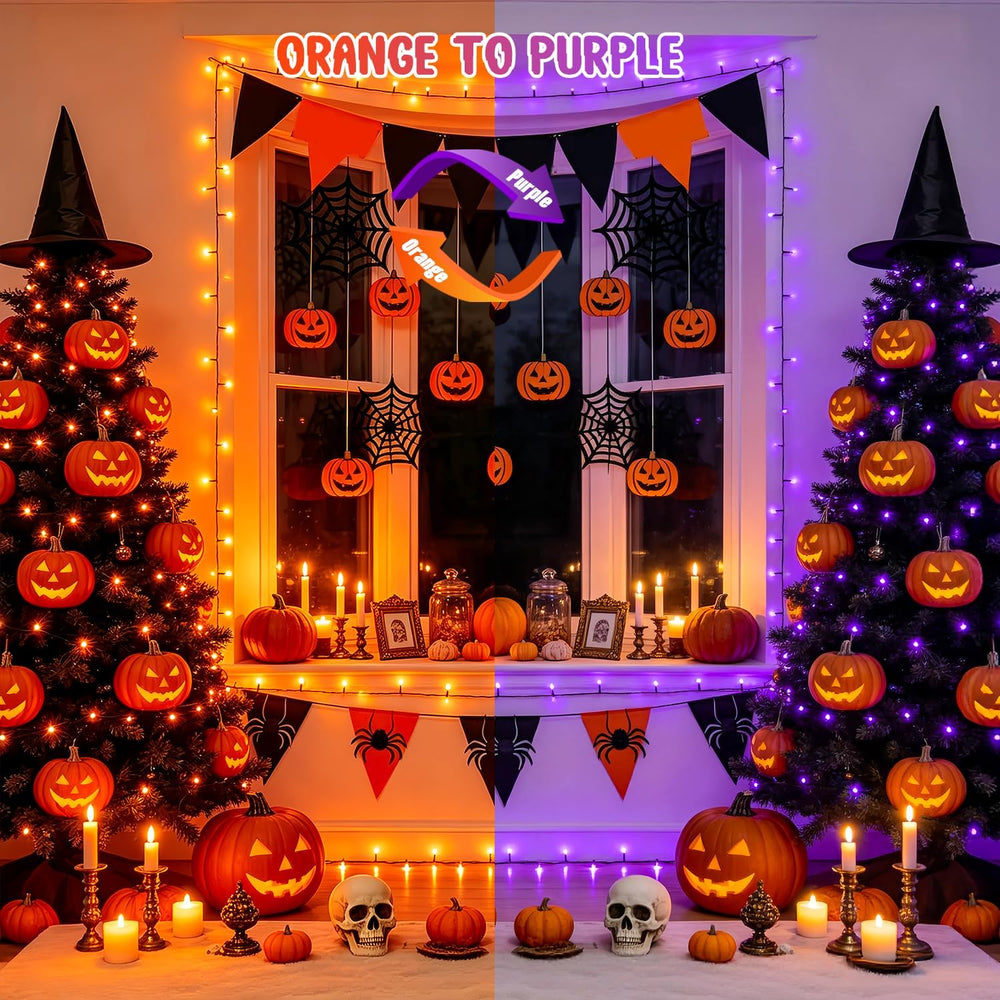 JMEXSUSS 500 LED Halloween Lights Outdoor Orange and Purple with Remote