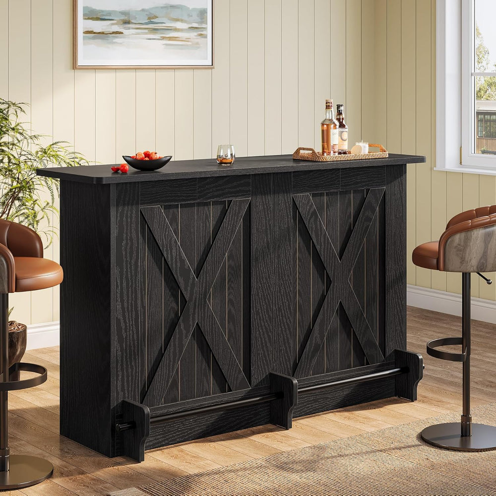 Tribesigns 63'' Bar Table, 2-Tier Bar Cabinet Pub Table with Footrest