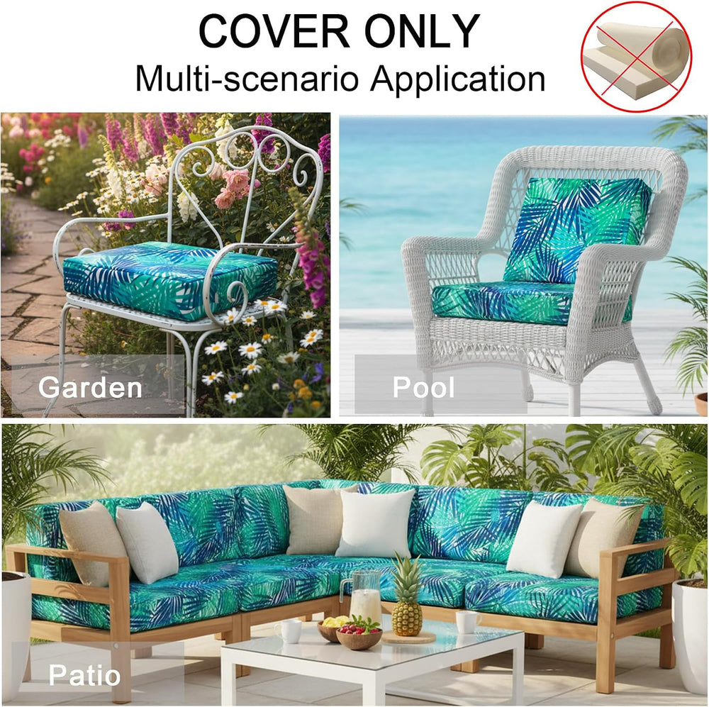 NettyPro Outdoor Cushion Slipcovers Waterproof 4 Pack Patio Chair Seat Cushio...