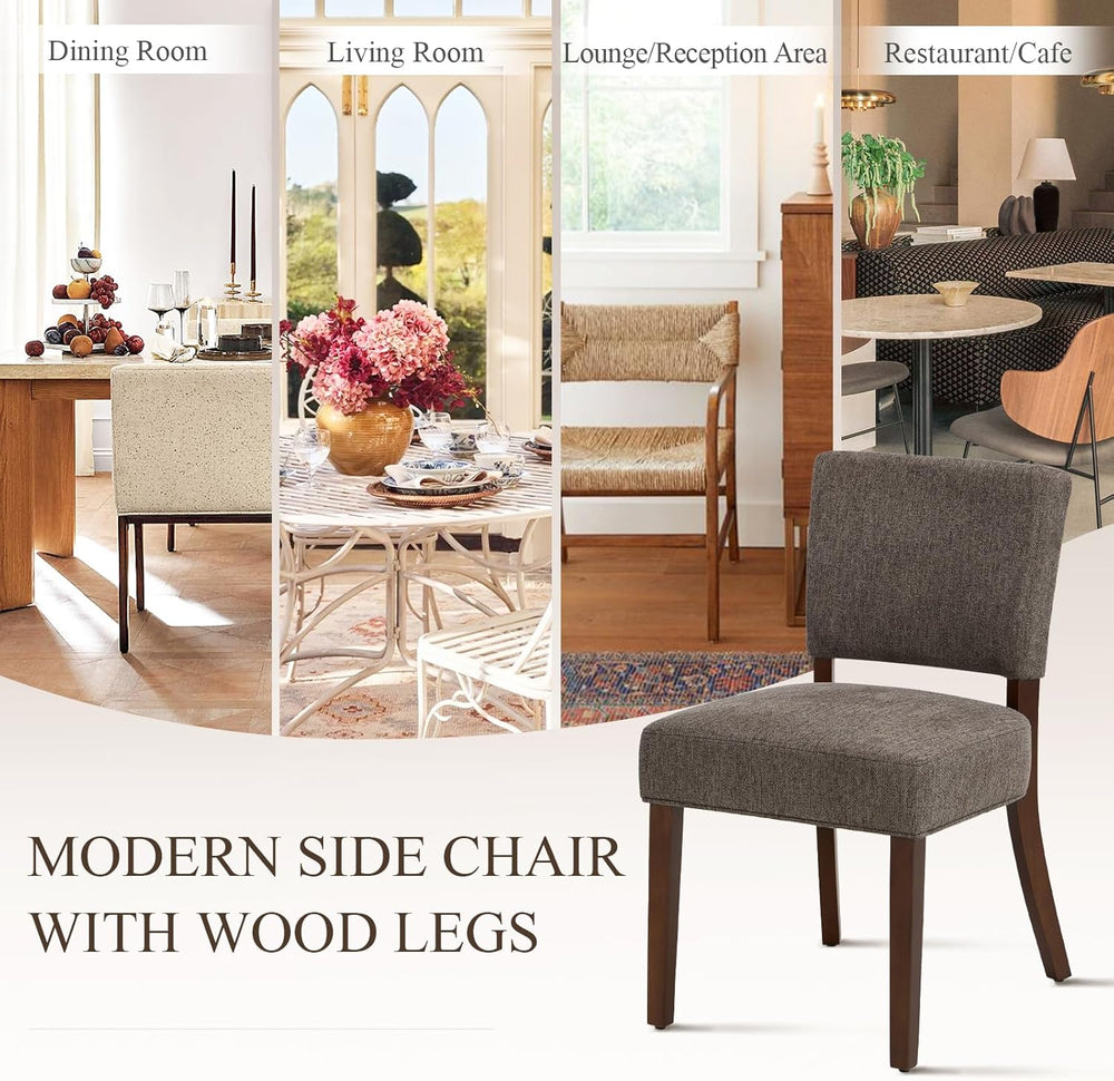 COLAMY Upholstered Dining Chairs Set of 2, Fabric Kitchen Chairs with Padded ...
