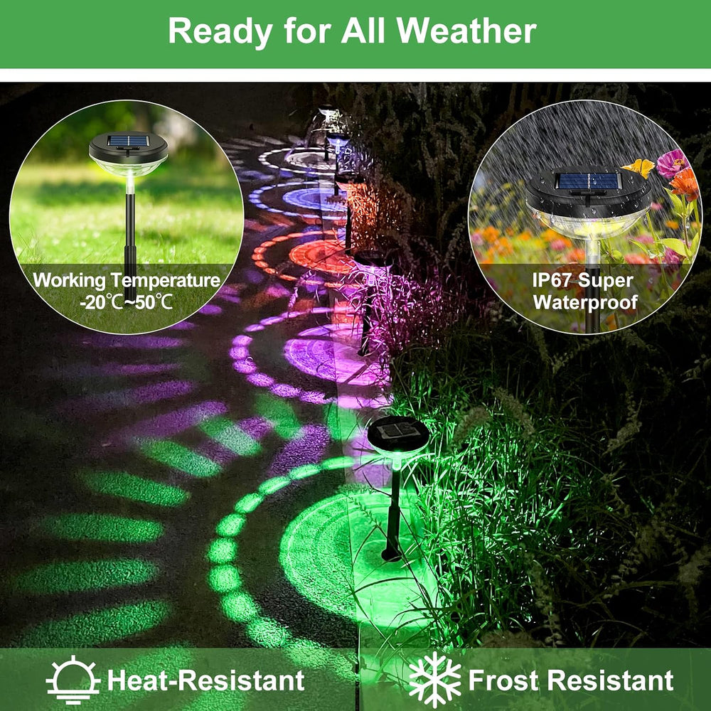 Nupostai 8 Pack Solar Pathway Lights, Multicolor & Warm White LED, IP67 W...