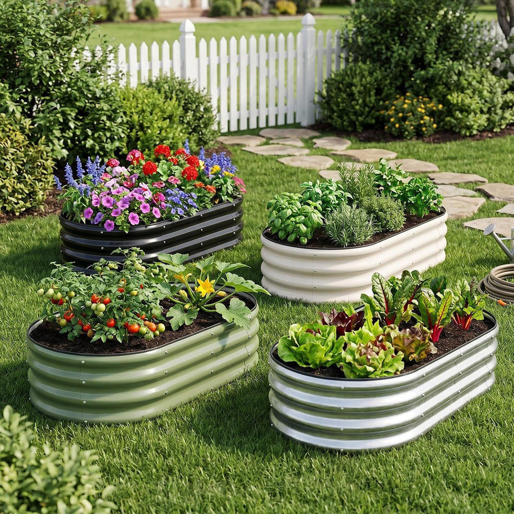1MORE Galvanized Raised Garden Bed Outdoor,Planter Bed 4x2x1ft,Silver,2-Pk