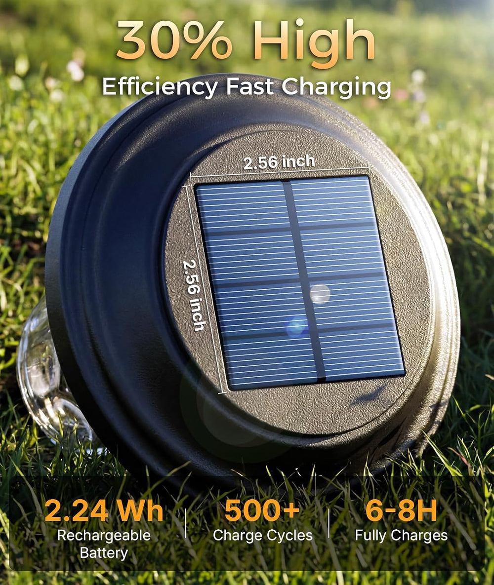 XMCOSY+ Solar Garden Lights 4 Pack, Metal Glass Solar Pathway Light Outdoor