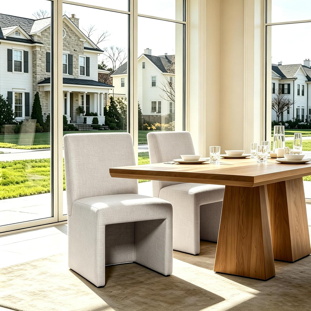 RNKSFX Beige Upholstered Dining Chairs Set of 2, Kitchen & Dining Room Ch...