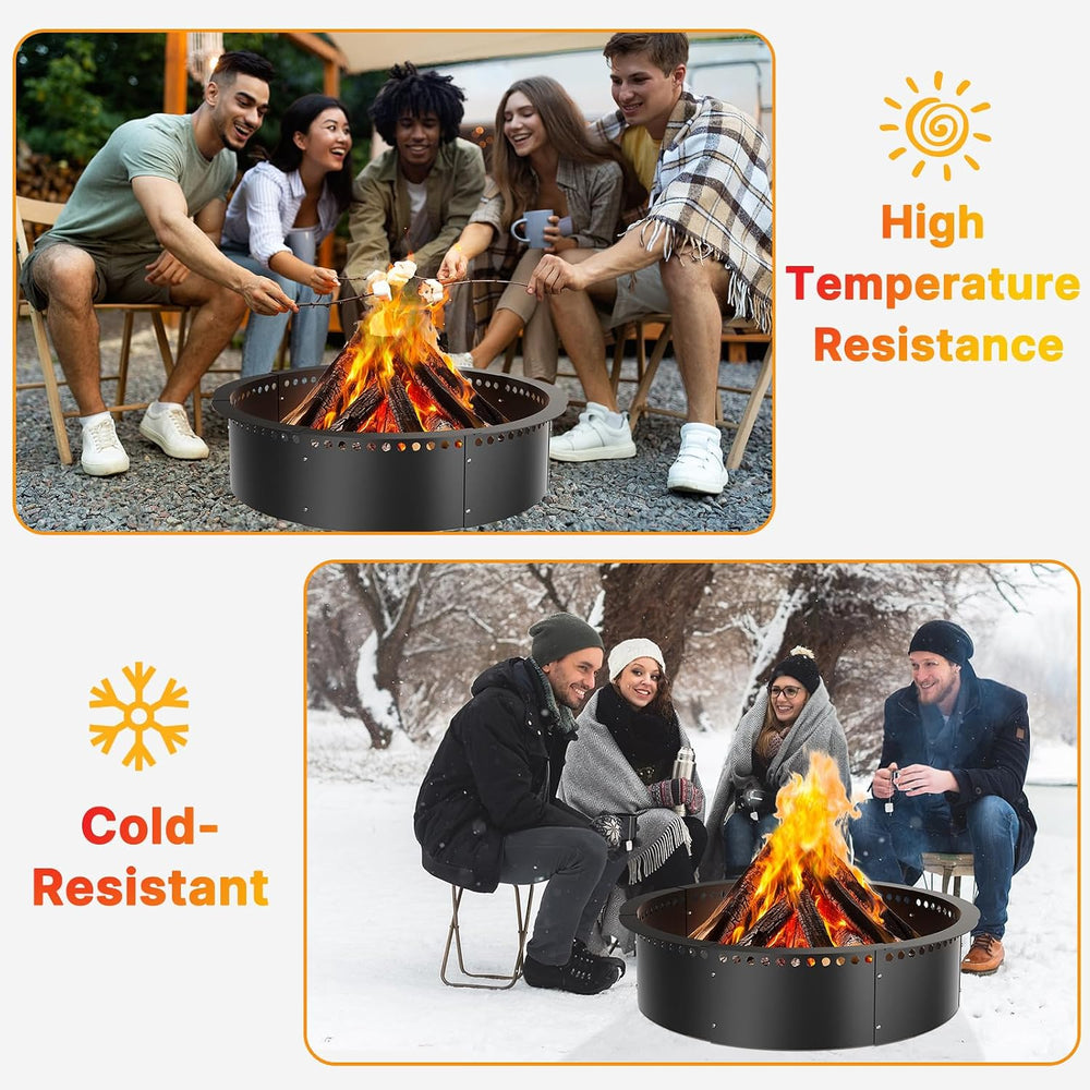 Smokeless Fire Pit Ring, 52-Inch Outer/48-Inch Inner Heavy Duty Large Solid M...
