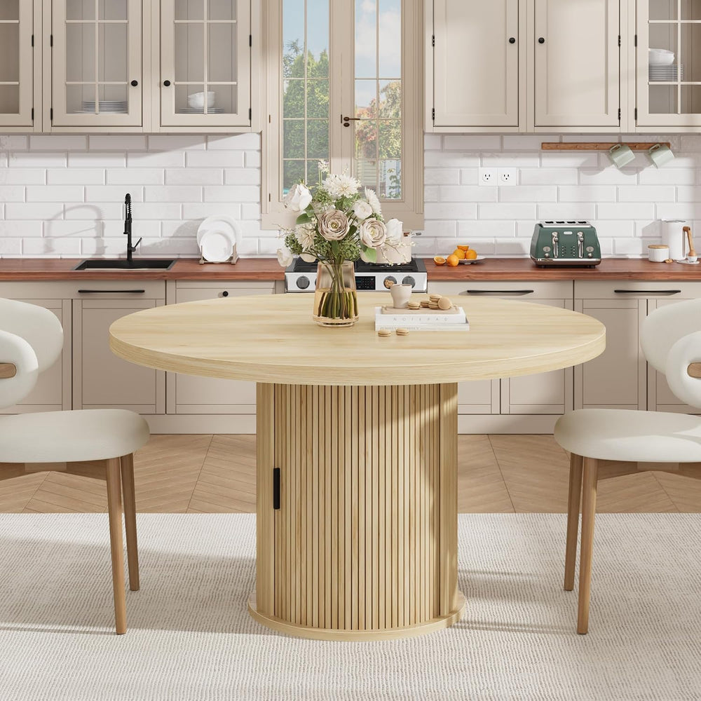 IDEALHOUSE 47" Round Dining Table for 4-6, Modern Farmhouse Kitchen Table