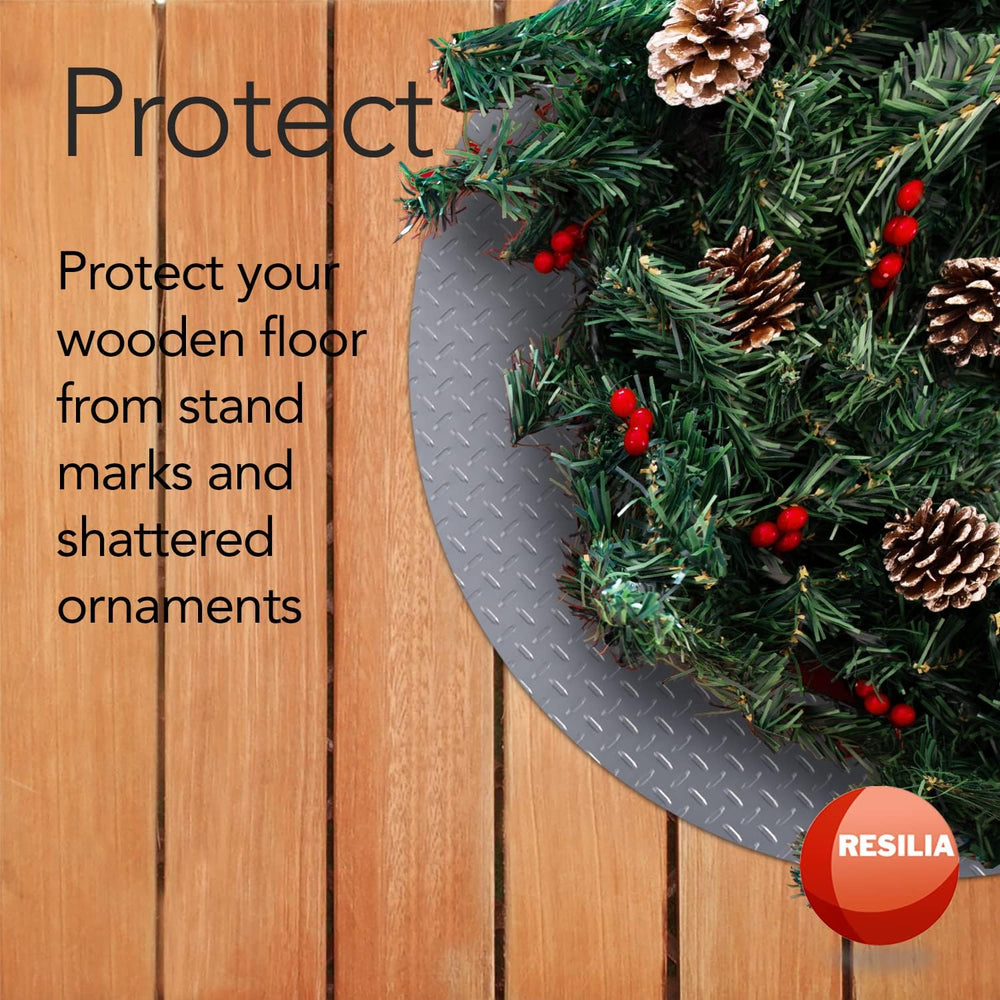 RESILIA Christmas Tree Mat - Heavy-Duty Floor Protector, Waterproof & Sta...