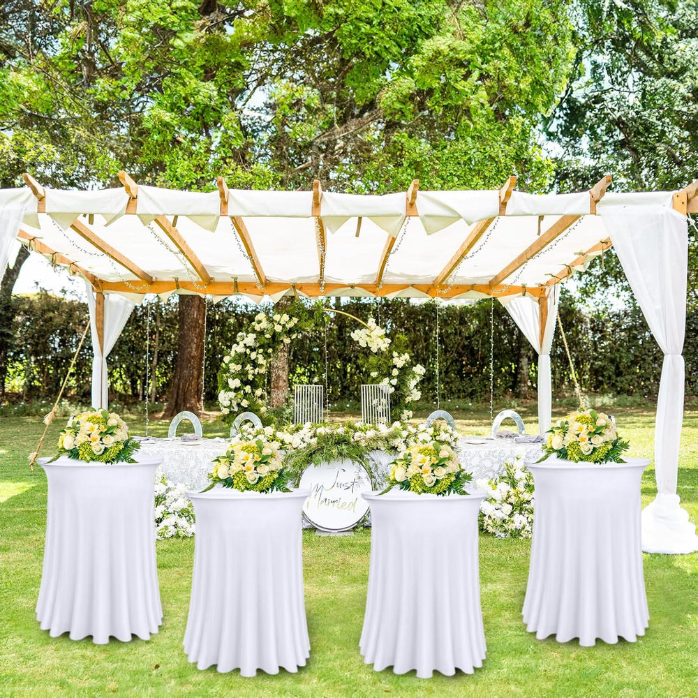 Bekith 4 Pack Round Spandex Stretch Cocktail Tablecloths with Natural Wavy, 3...