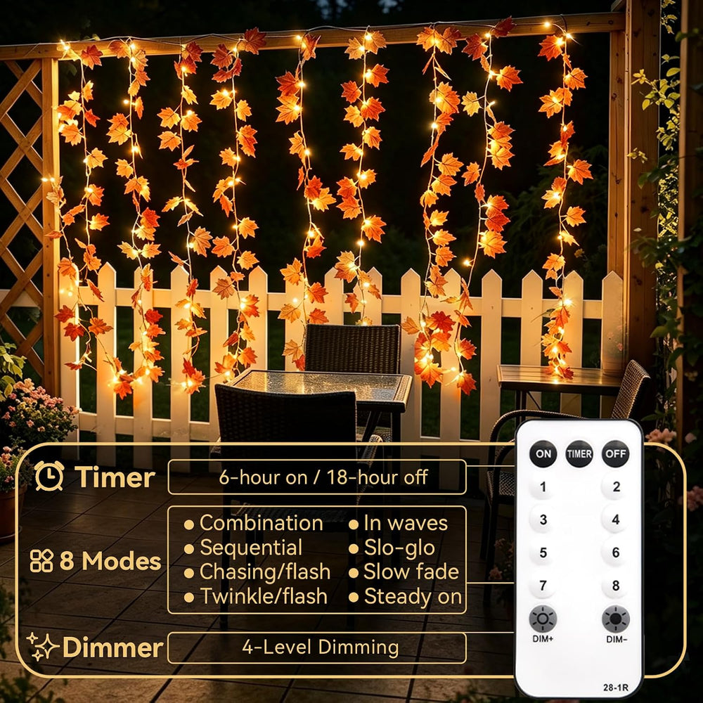 suddus Curtain Lights, Fall Garland with Lights for Office, Porch, Halloween,...