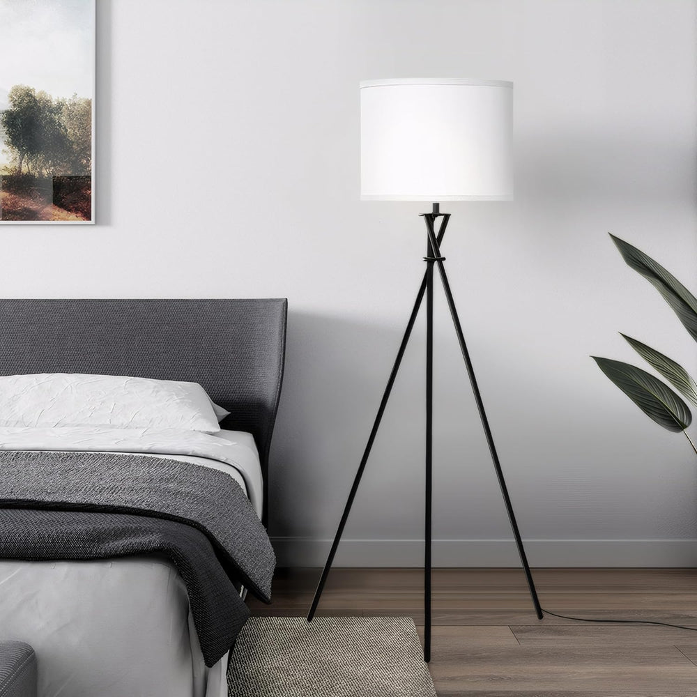Black Tripod Floor Lamp, 61” Floor Lamps for Living Room with Rotary Switch