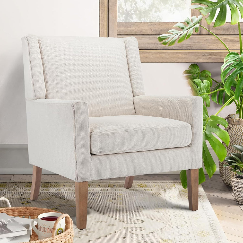 COLAMY Modern Wingback Living Room Chair, Upholstered Fabric Accent Armchair,...