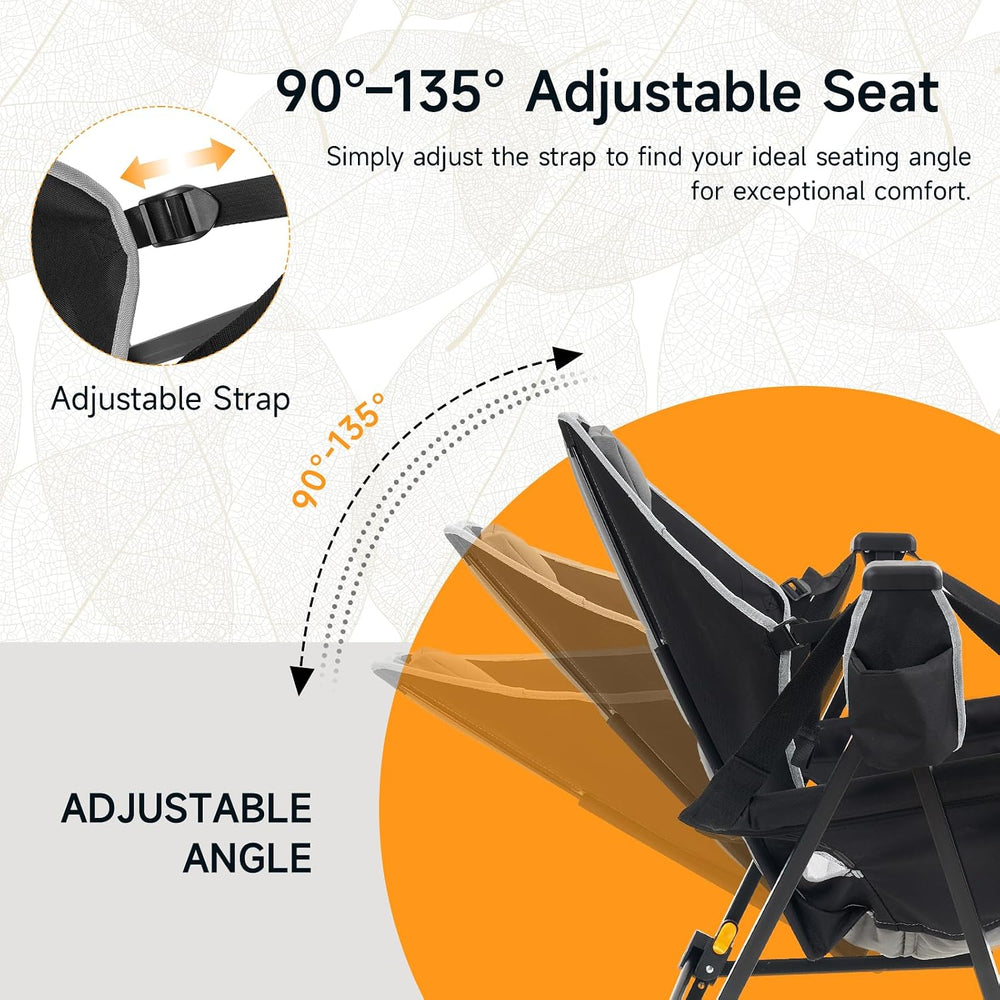 Hammock Camping Chair with Adjustable Backrest, Headrest and Cup Holder