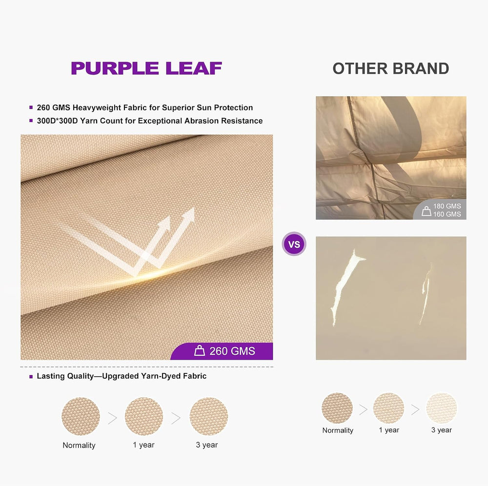 PURPLE LEAF Outdoor Retractable Pergola 10' X 12' Canopy Aluminum, Beige