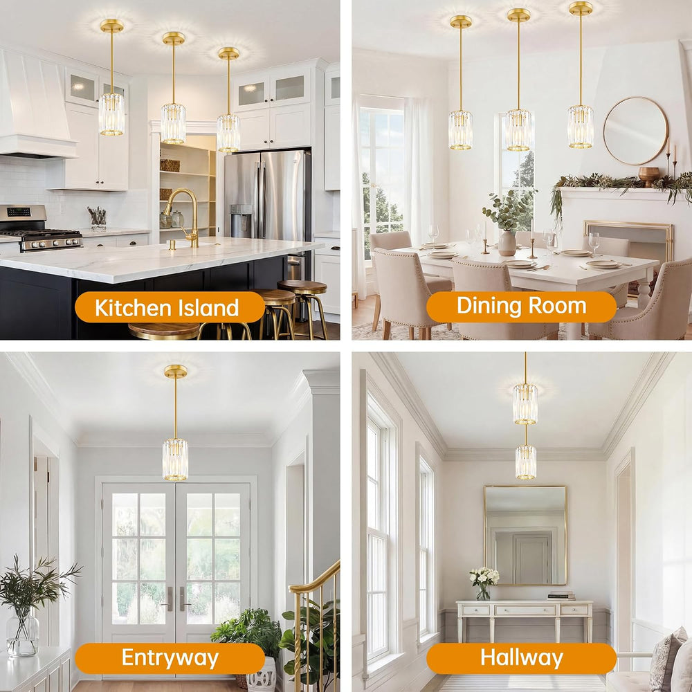 Gold Pendant Light, Modern Crystal Pendant Lights Kitchen Island, Kitchen Isl...