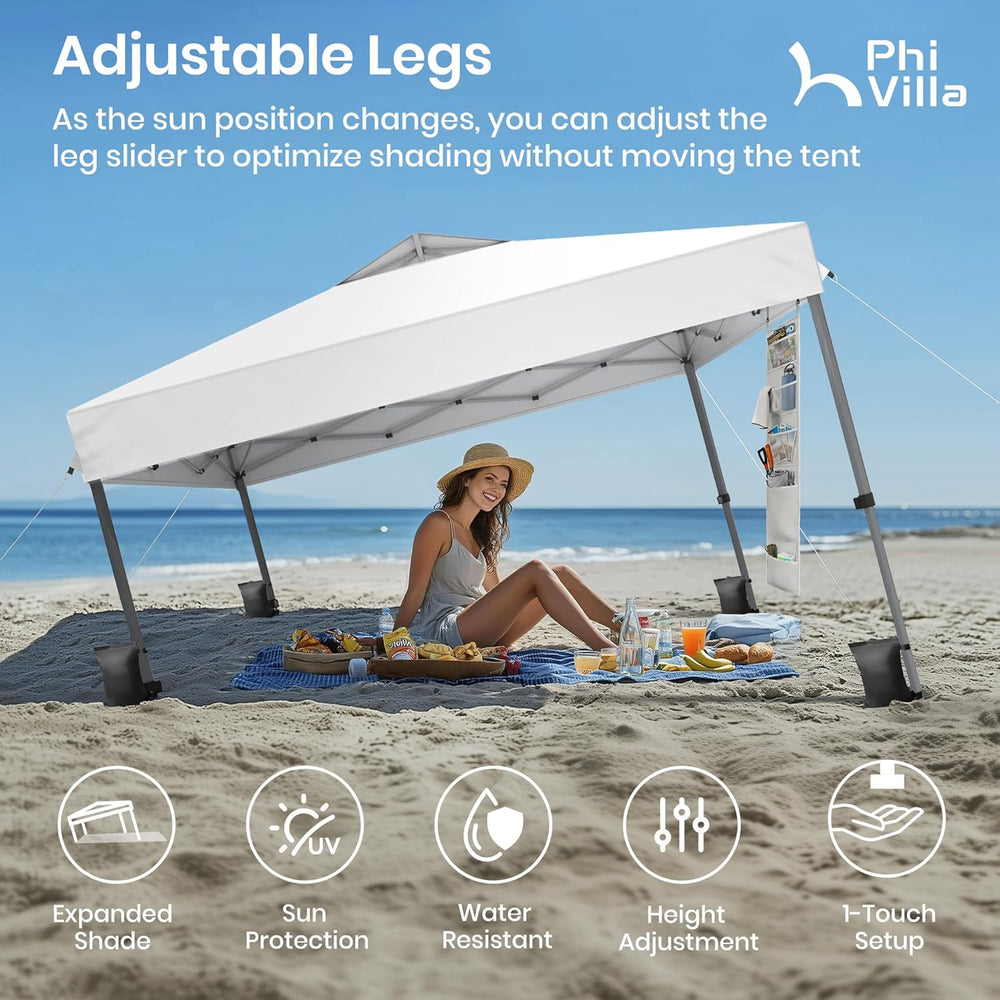 PHI VILLA 10x10 Pop Up Canopy Tent, One Push Easy Set Instant Shade Tents
