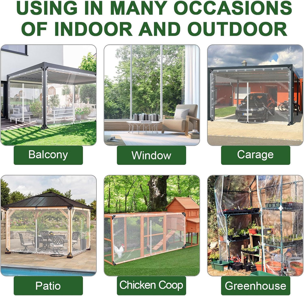 Clear Tarp with zipper door outdoor curtains for Patio vinyl Enclosure