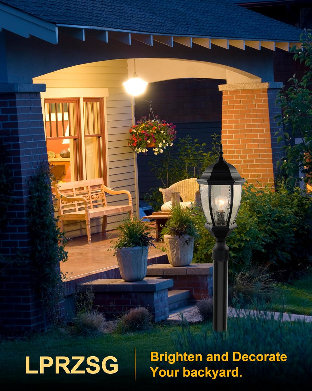 Outdoor Post Light, 21 Inch Aluminum Outside Post Lantern, Waterproof Exterio...