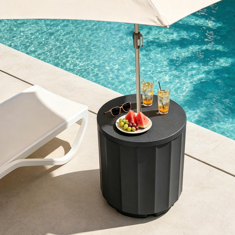 NicBex 2 in 1 Umbrella Stand Table with 1.5 Inch Hole, Black