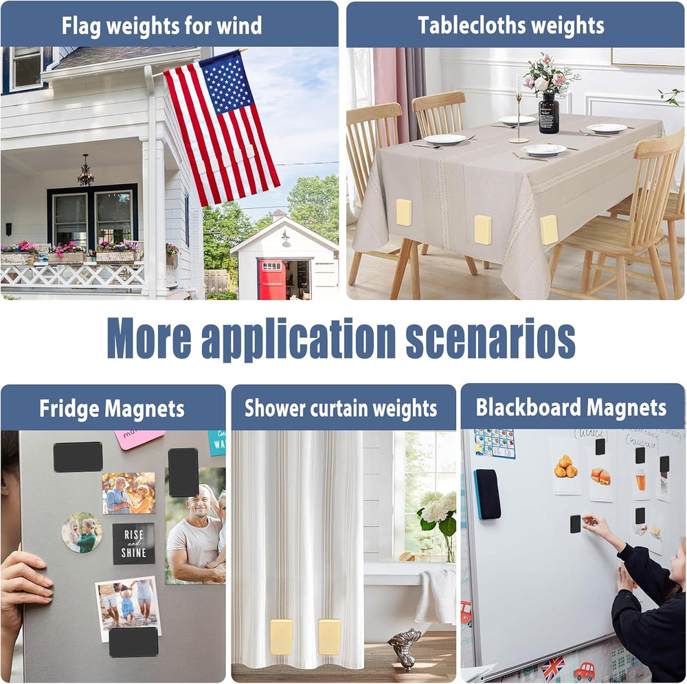 16PCS 52 oz Heavy Duty Outdoor Curtain Weights, Waterproof Magnets, White