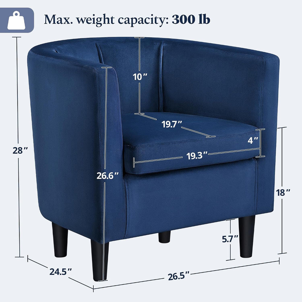 Yaheetech Barrel Accent Chair, Upholstered Modern Armchair, Blue
