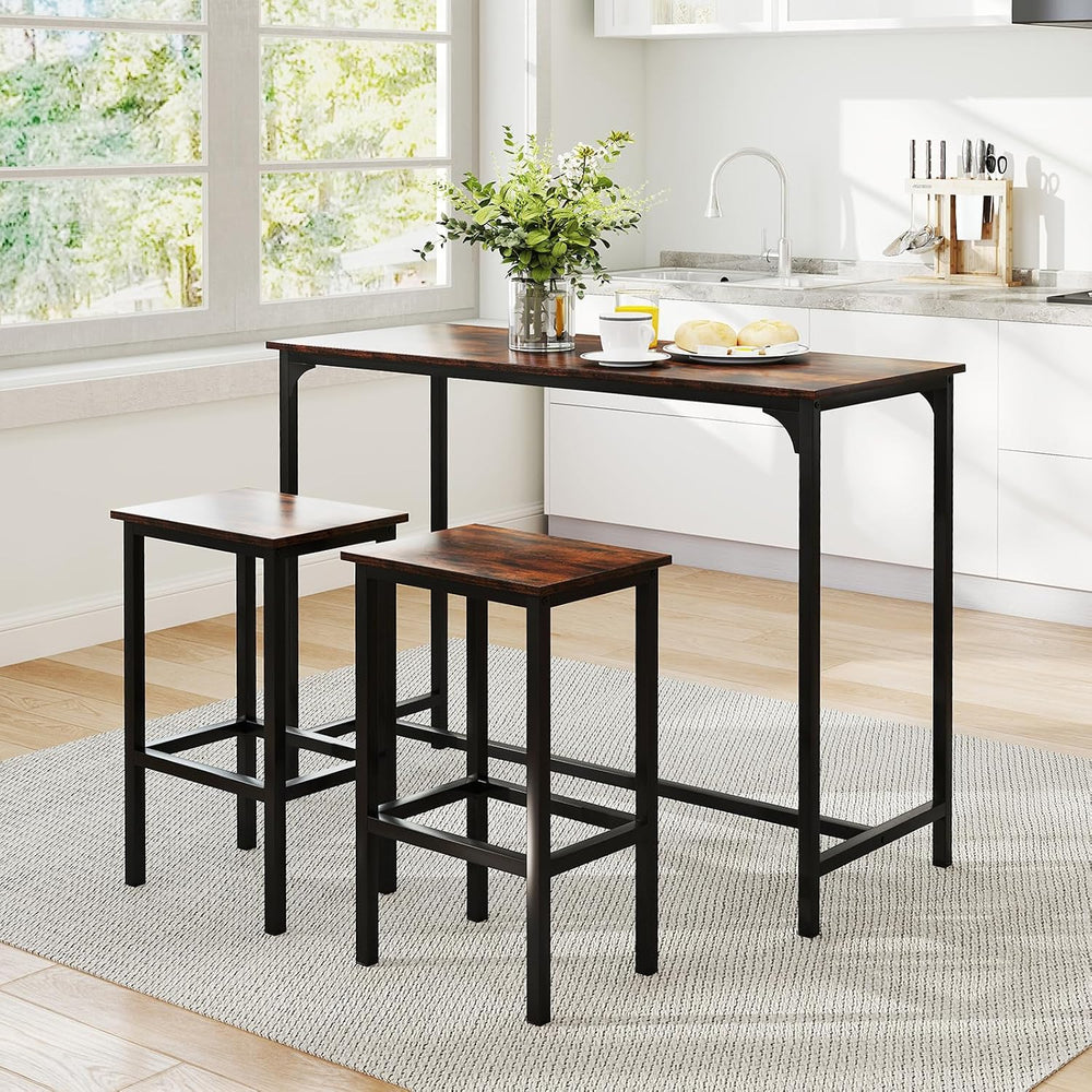 COSTWAY 3-Piece Dining Table Set, 47.5" Counter-Height Kitchen Table Set