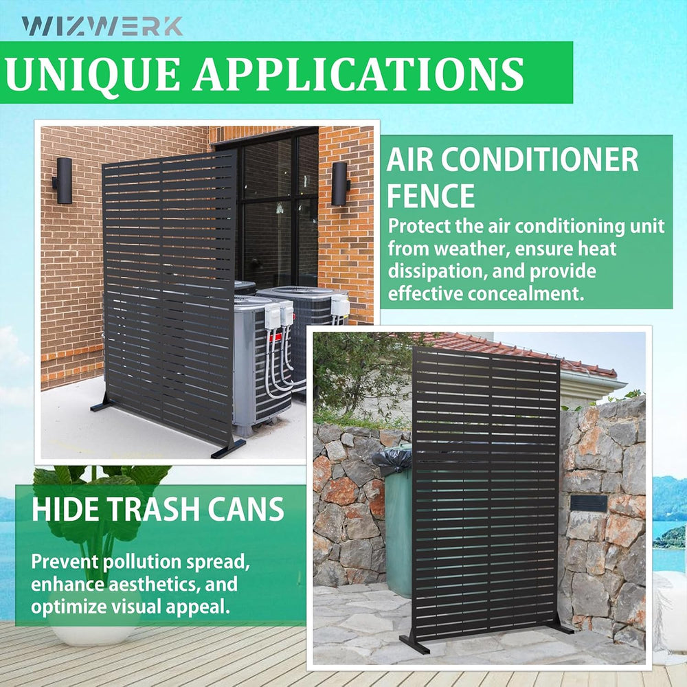 6FT Outdoor Metal Privacy Screen – Decorative Privacy Fence and Room/Garden D...