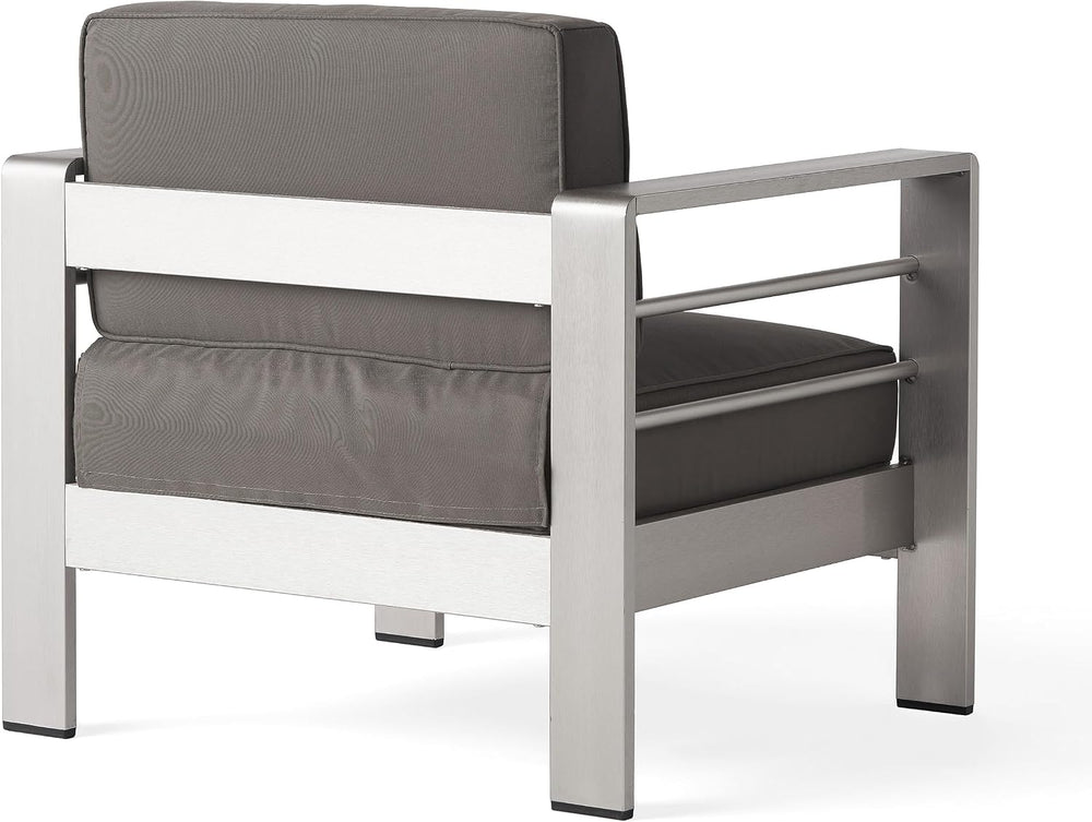 Christopher Knight Home Cape Coral Outdoor Aluminum Club Chairs with Side Tab...